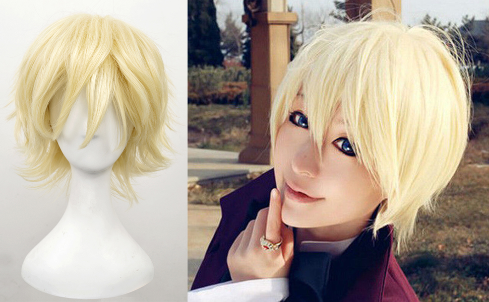 Amazon Com Siyi 12 Inch Blonde Short Wigs For Mens Layered Culry