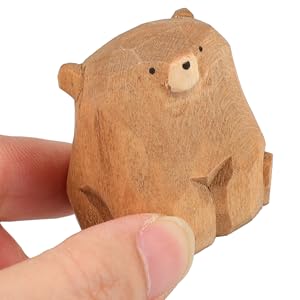 Amazon.co.jp: GRIRIW 木製クマの置物 無垢材使用 彫刻された
