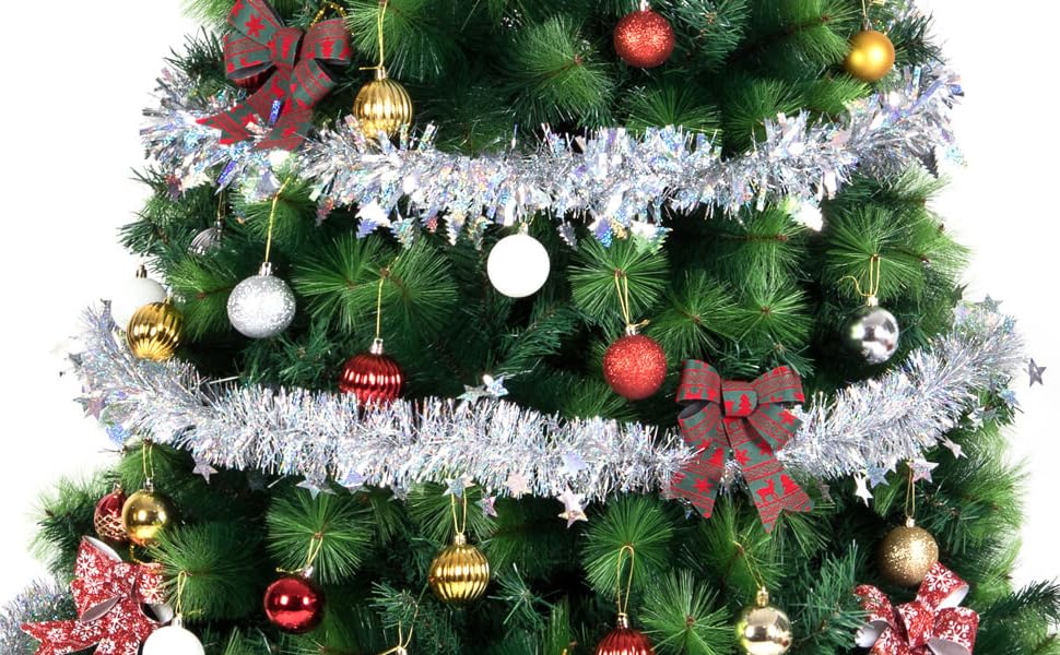 The essential christmas wreath ⋆ sometyme place Amazon.com: ARCCI Silver Christmas Tinsel Garland Star Sparkly Hanging