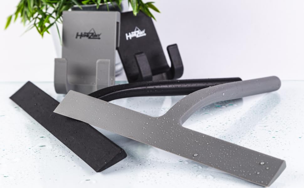 HOMEZONY ® [New Shower Squeegee Set [3 in 1] with Hanger & Soap Dish