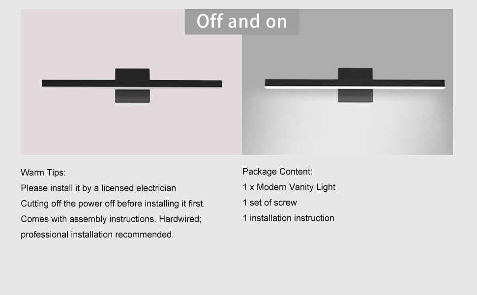energy saving mirror front lights fixtures daylight Vanity Lighting Fixtures Stainless steel 