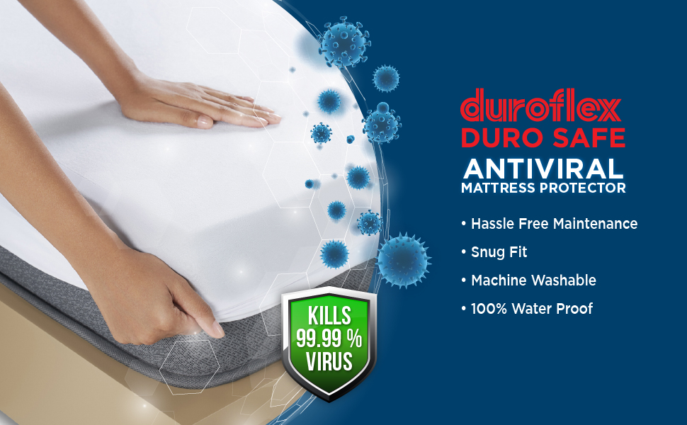 Buy Duroflex Duro Safe Antiviral Mattress Protector Queen Size (78X60