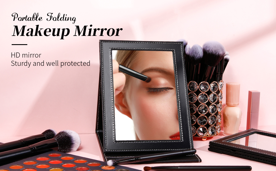 Eono Portable Travel Makeup Mirror with Stand Compact Vanity Folding