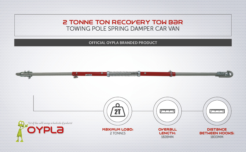 Oypla 2 Tonne Ton Recovery Tow Bar Towing Pole Spring Damper Car Van