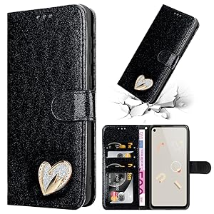 For Google Pixel 4A Case Shiny Leather Bling Glitter Book Card Holder Flip Stand Wallet Cover For Google Pixel 4A (5.81'') Phone (Rosegold) 19 3