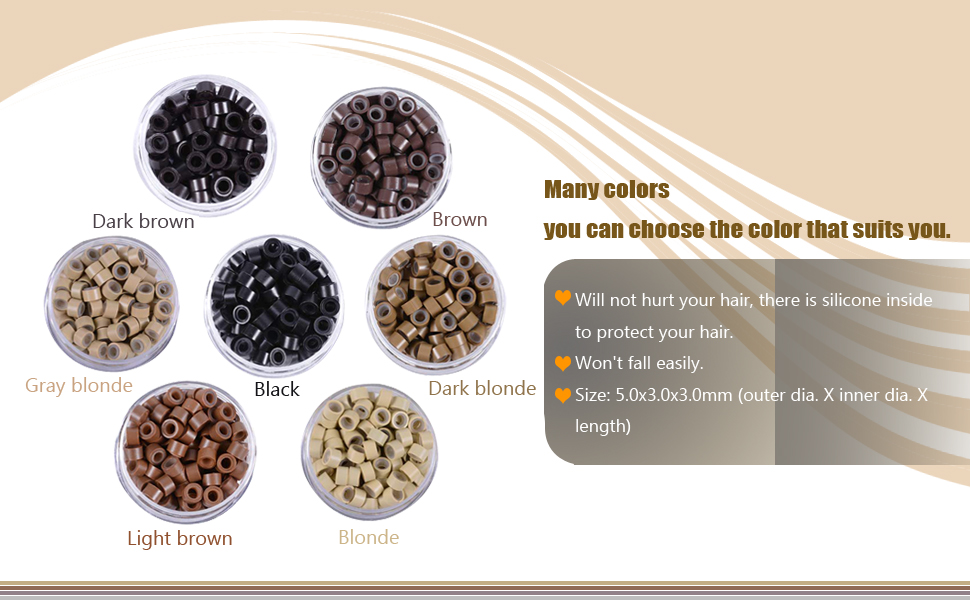 Silicon Lined Micro Links Rings Beads Hair Feather Extensions 5.0x3.0x3.0 mm Hair Beads
