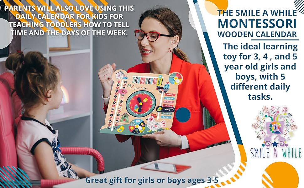 Mother and daughter playing with the calendar