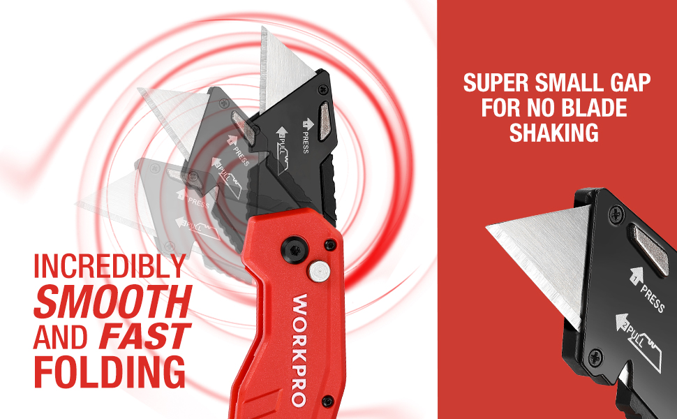 WORKPRO Folding Utility Knife, Quick Change Blade, Lightweight Nylon