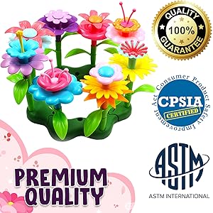 Flower Garden Building Toys for Girls - STEM Toy Gardening Pretend Gift for Kids - Stacking Game