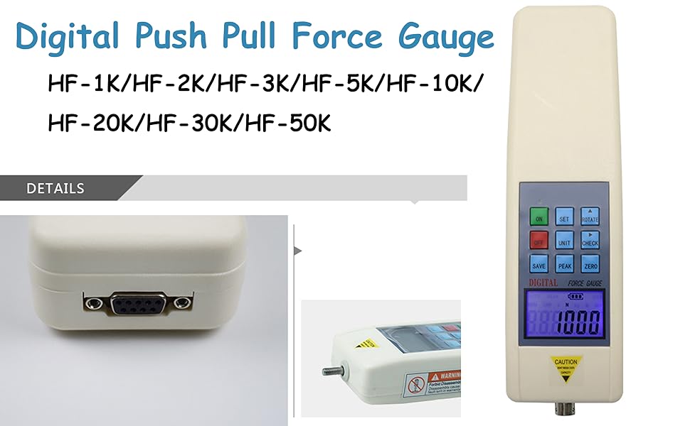 Graigar Digital Force Gauge HF2K with S External Sensor 2000N 200KG 440LB Push Pull Force Gauge