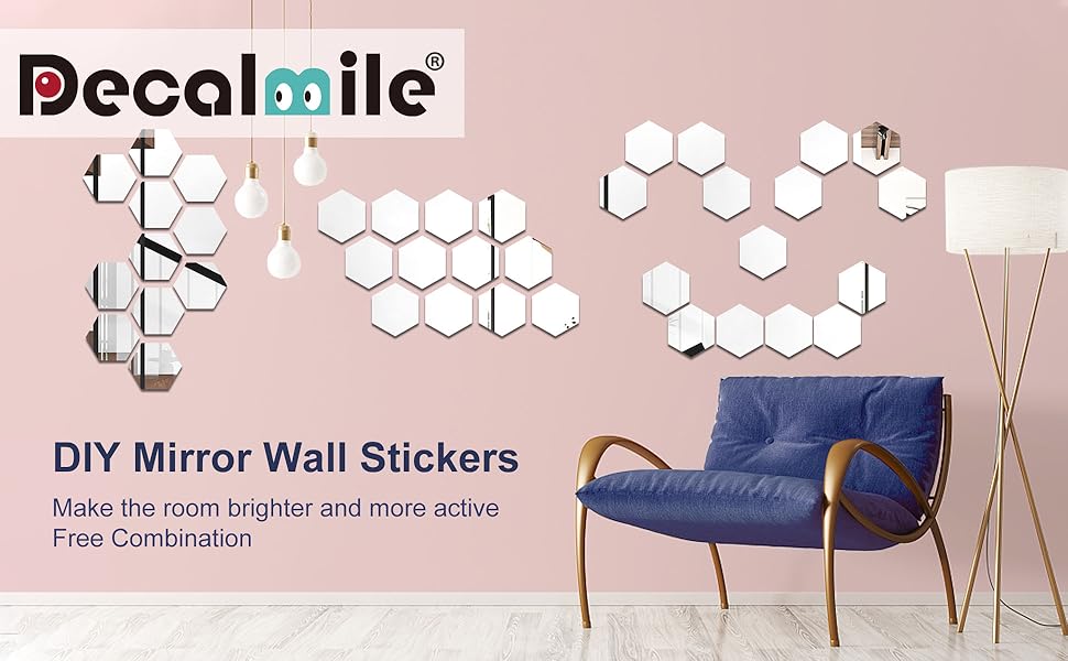 decalmile 24 Pieces Acrylic Mirror Wall Sticker 3D Wall
