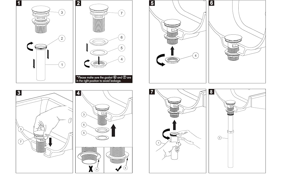 bathroom sink pop up drain 
