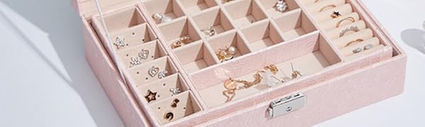 ジュエリーボックス おしゃれ 大容量 コンパクト アクセサリー収納ボックス 人気ジュエリー収納 ケース 宝石箱 小物 携帯用 小物入れ 鍵付き 贈り物 プレゼント