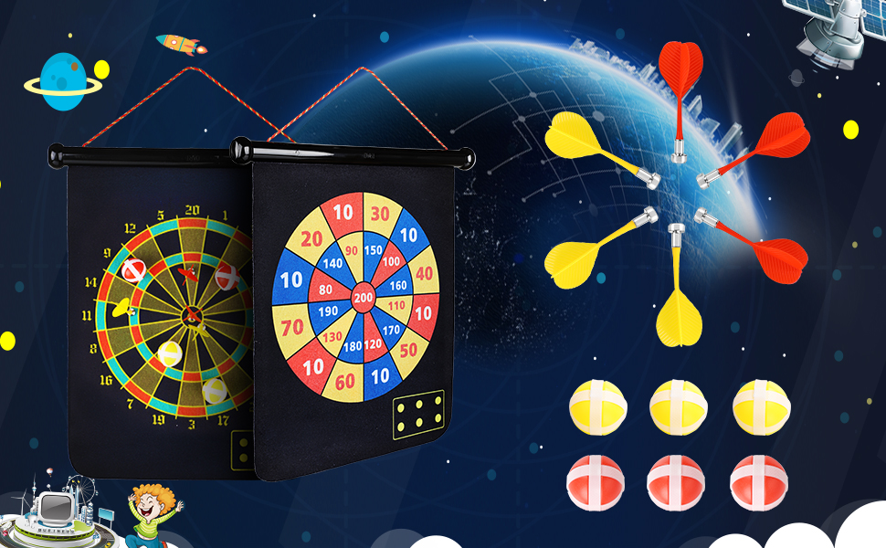 Abree Dart Board Toy 2 Sided Roll Up Dartboard for Kids