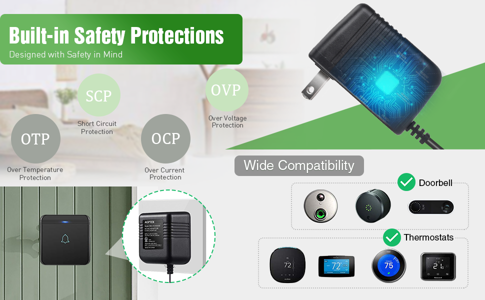 24 Volt Transformer, AGPTEK C Wire Power Adapter Thermostats for Nest