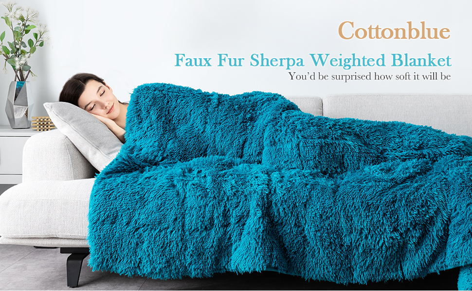 Cottonblue Weighted Blanket 15lbs, Sherpa Faux Fur