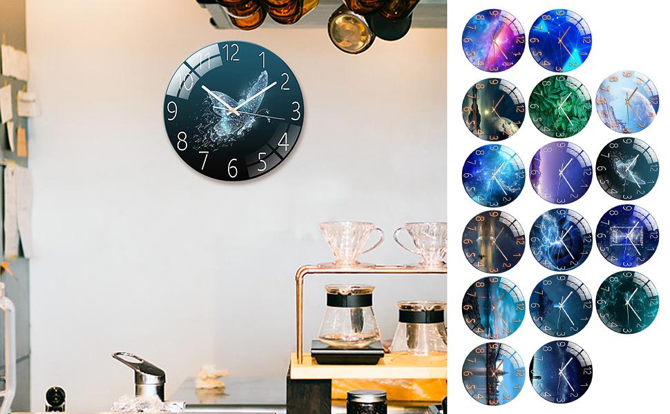 Amazon.co.jp: shopparadise 掛け時計 壁掛け時計 強化ガラス 耐久