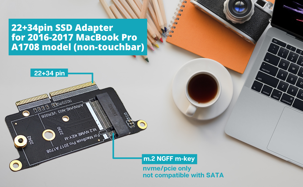 A1708 SSD Adapter NVMe M.2 NGFF DIY Upgrade Kit Compatible with 2016