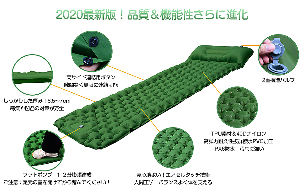 Amazon.co.jp KINGOODS Air Mat, Camping Air Mat, Foot Operated Type