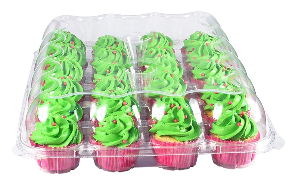 Katgely Cupcake Containers 24 Count (pack of 6), Clear