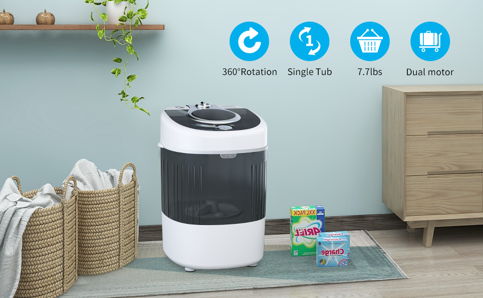 KUPPET Mini Portable Washing Machine for Compact Laundry, 7