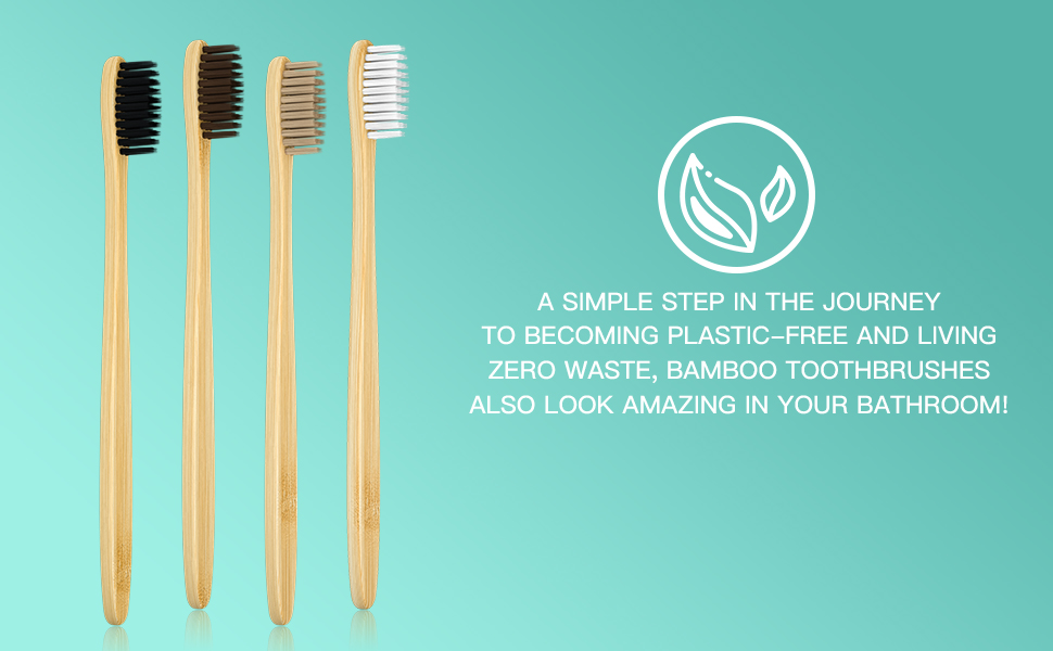 Bamboo Toothbrushes Family 4 Pack EcoFriendly & Natural Organic
