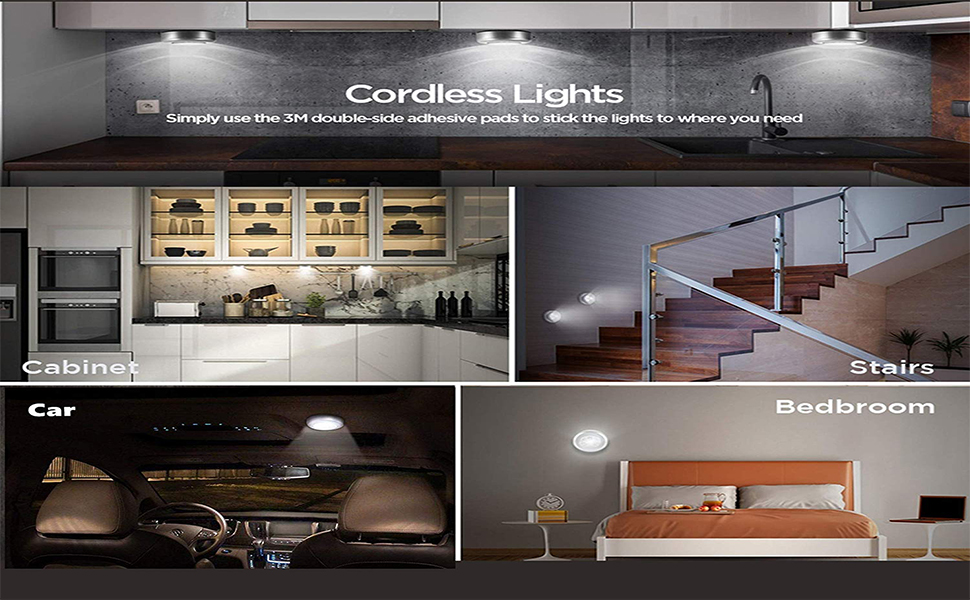 6 Pack Ilyever LED Batterypowered Wireless Night Light Stick Tap Touch