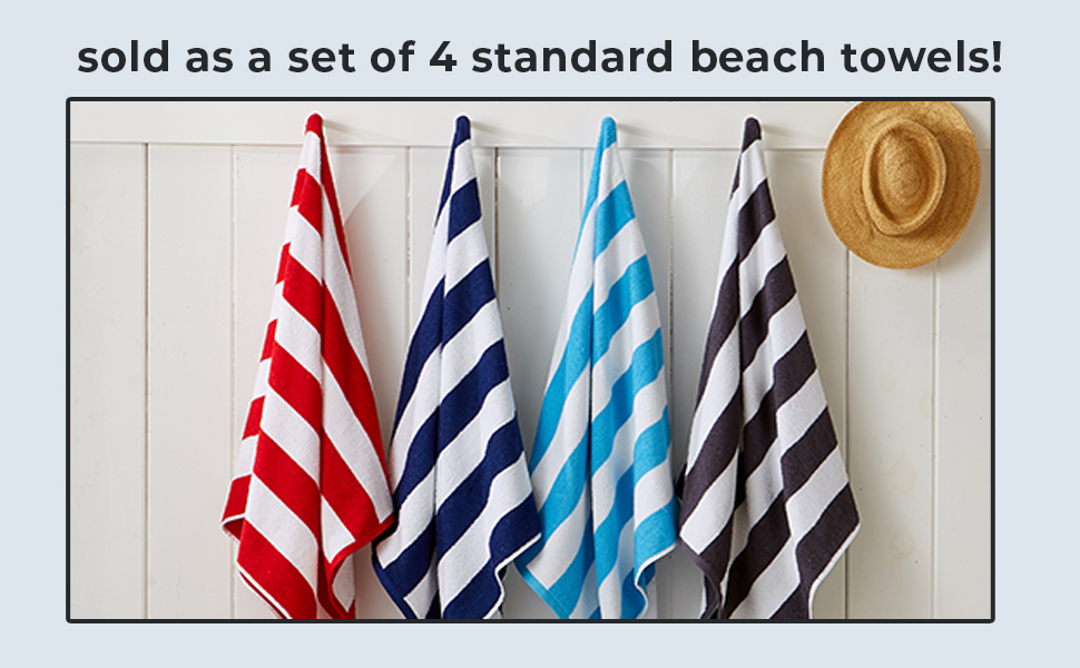 Great Bay Home 100 Cotton Cabana Stripe Beach Towel. Soft