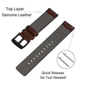 22mm leather ea brown 2