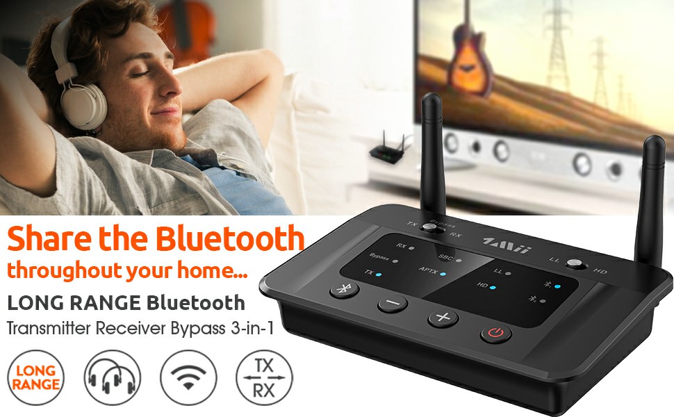 1Mii B03 Long Range Bluetooth Transmitter Receiver for TV Home Stereo