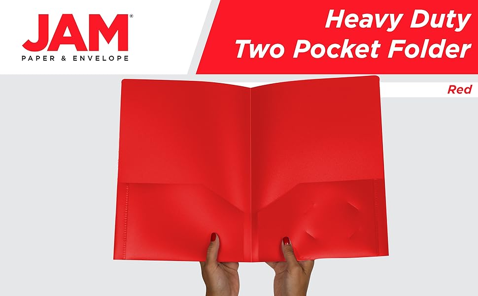 JAM PAPER Heavy Duty Plastic 2 Pocket Extra Tough School