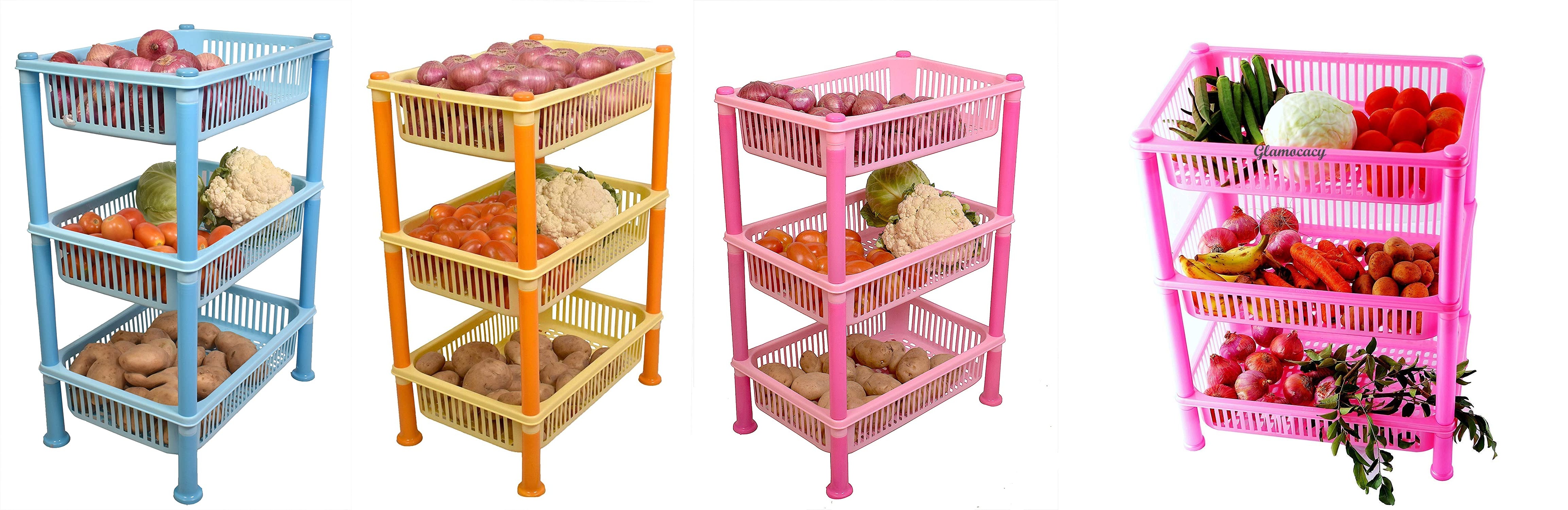 Yellow Vegetable Basket - 3 Tier Kitchen Storage -12