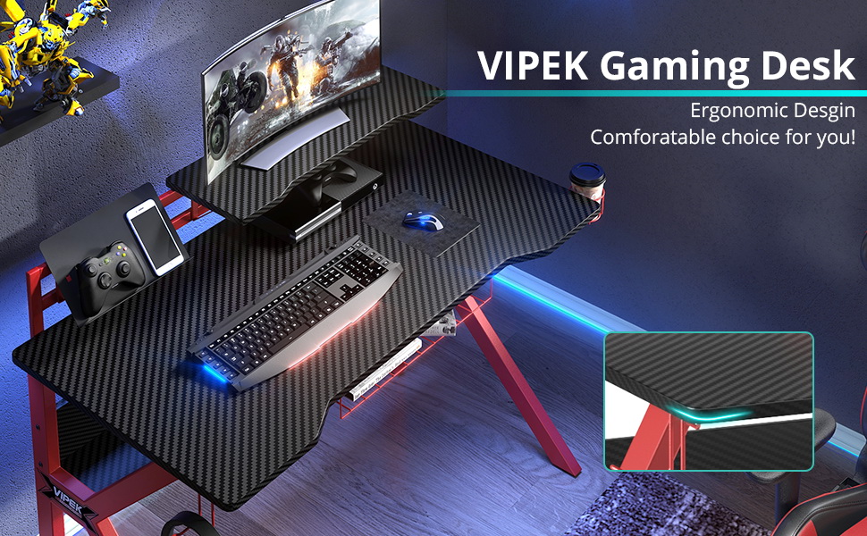 VIPEK Ergonomic Gaming Desk with Monitor Stand, 47 inch K