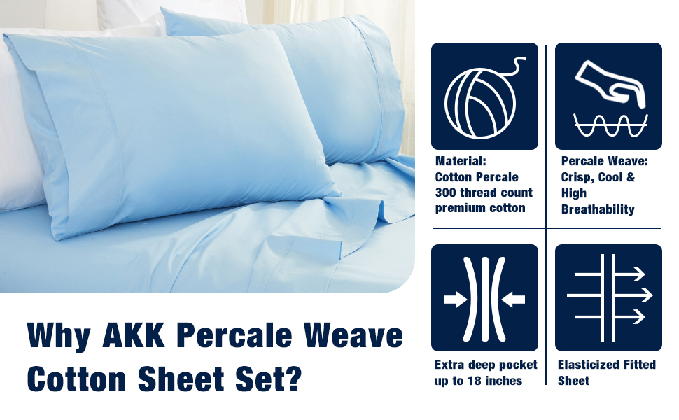 AKK 100 Cotton King Sheet Set Crisp and Cooling Percale