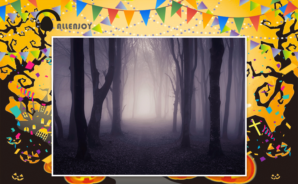 Allenjoy 7x5ft Misty Dark Forest Woods Halloween Backdrop