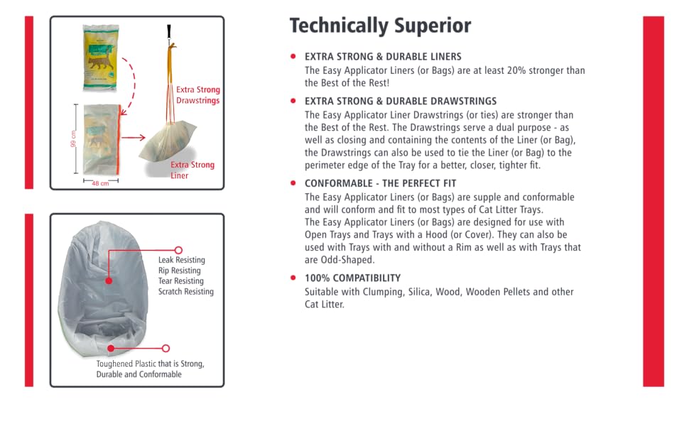Easy Applicator Biodegradable Cat Litter Tray Liners With Drawstrings