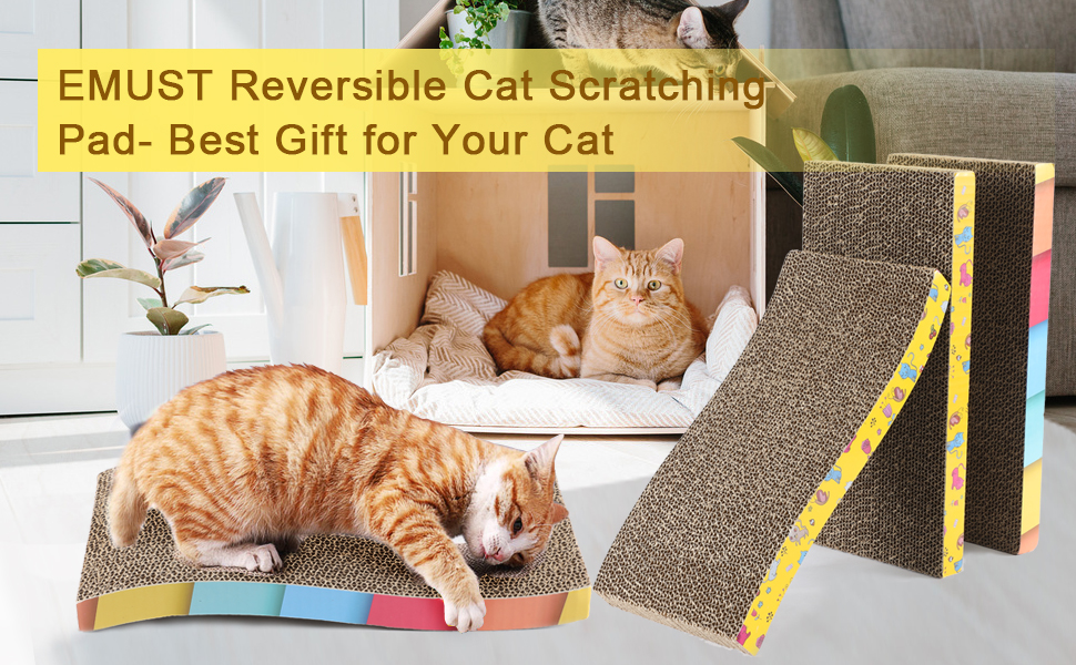 EMUST Cat Scratching Pad, Durable Curved Cat Cardboard