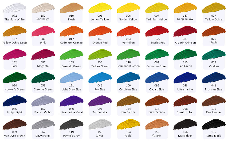 VACNITE Acrylic Paint Set 48 Colors 12ml, Both Side