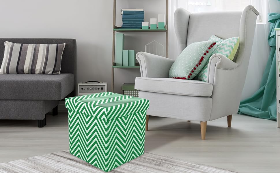Sorbus Chevron Storage Ottoman Cube Foldable/Collapsible