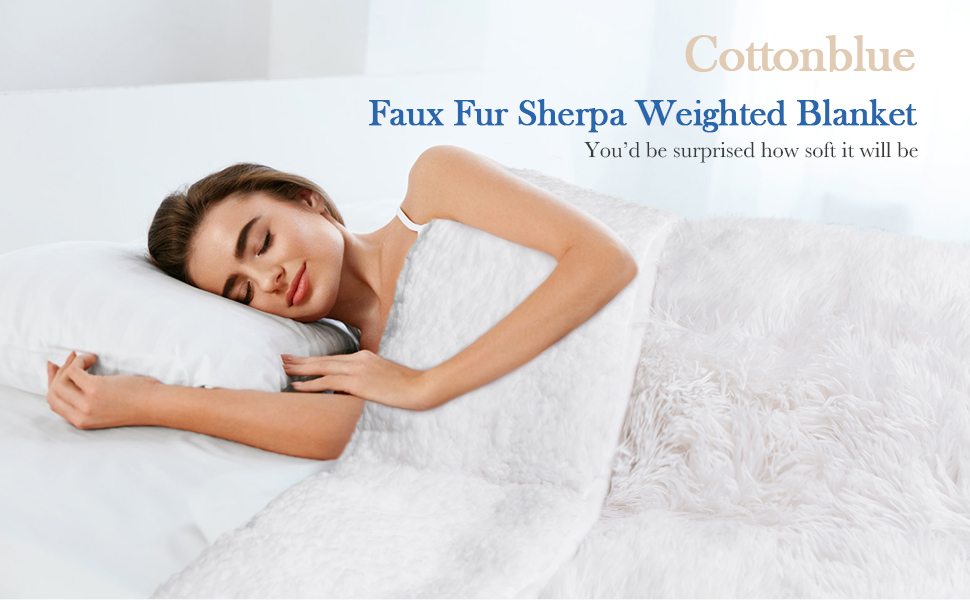 Sherpa Weighted Blanket 15lbs,Cottonblue Faux Fur Reversible Luxury
