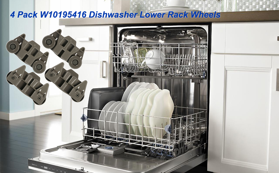 W10195416(Upgraded 4 Pack) Dishwasher Wheel Lower Part Assembly