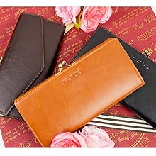 Women's Long Wallet, Large Capacity, Genuine Leather, Clasp