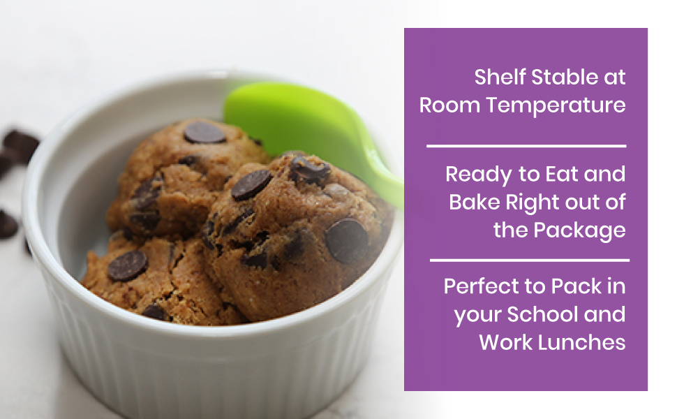 ready to eat cookie dough and shelf stable at room temp for weeks perfect for school or work lunches