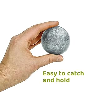 hand holding bowling bouncy ball, image says easy to catch and hold