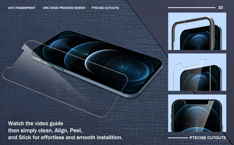 TOCOL 3 Pack compatible for iPhone 12 Pro Max Tempered Glass Screen