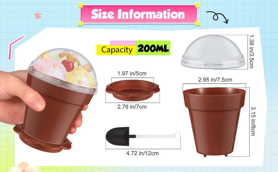 200 Pack Flowerpot Dessert Cup Plastic Cake Cups with Lid