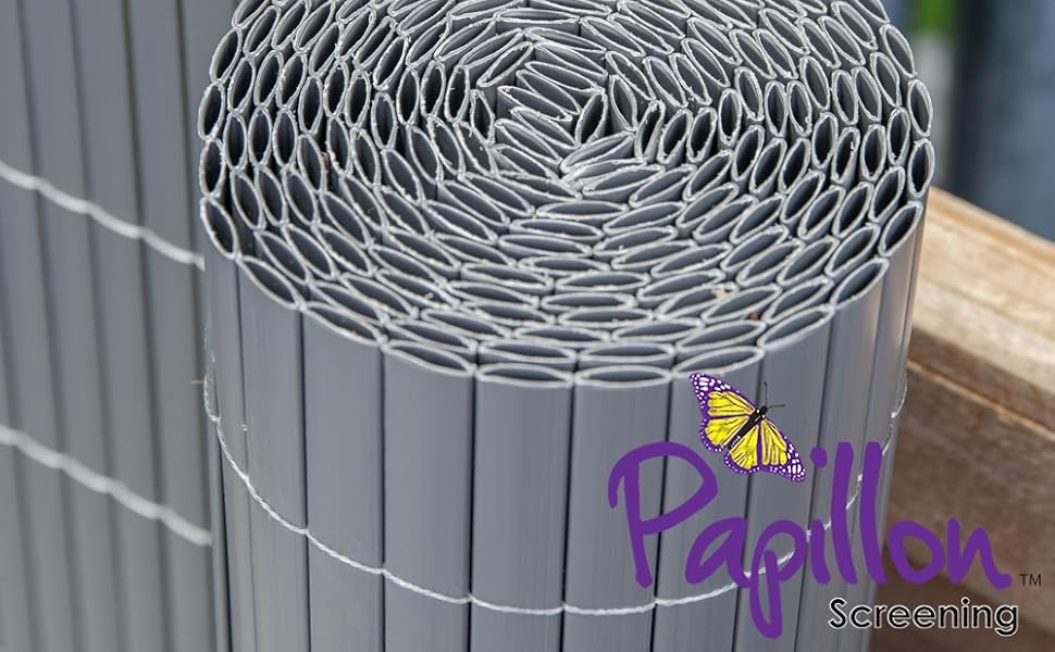 Papillon 4m x 2m (13ft 1in x 6ft 6in) Artificial Grey Bamboo Cane