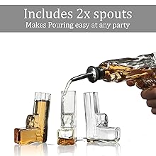 Pistol Whiskey Gun Decanter & Pistol Shot Glasses Set 5 Pistol Shot glass