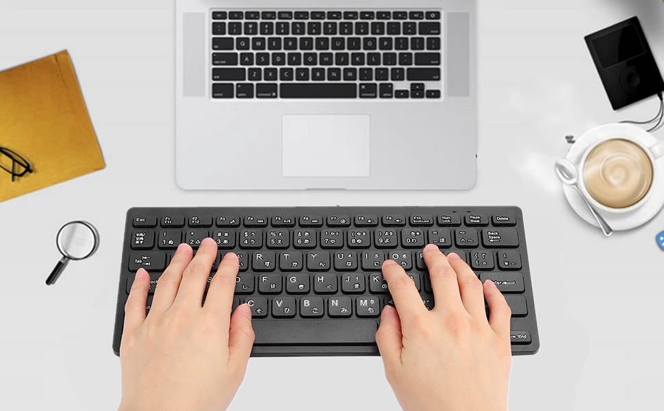 UNIVERSAL LANGUAGE COLOMBO カシミヤ100% Bilingual Japanese English Keyboard, USB Wired Mini Keyboard