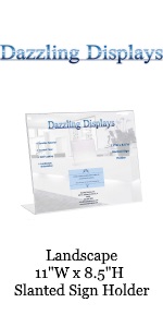 Dazzling Displays Horizontal 11 x 8.5 Slanted Table Tent Sign Holder
